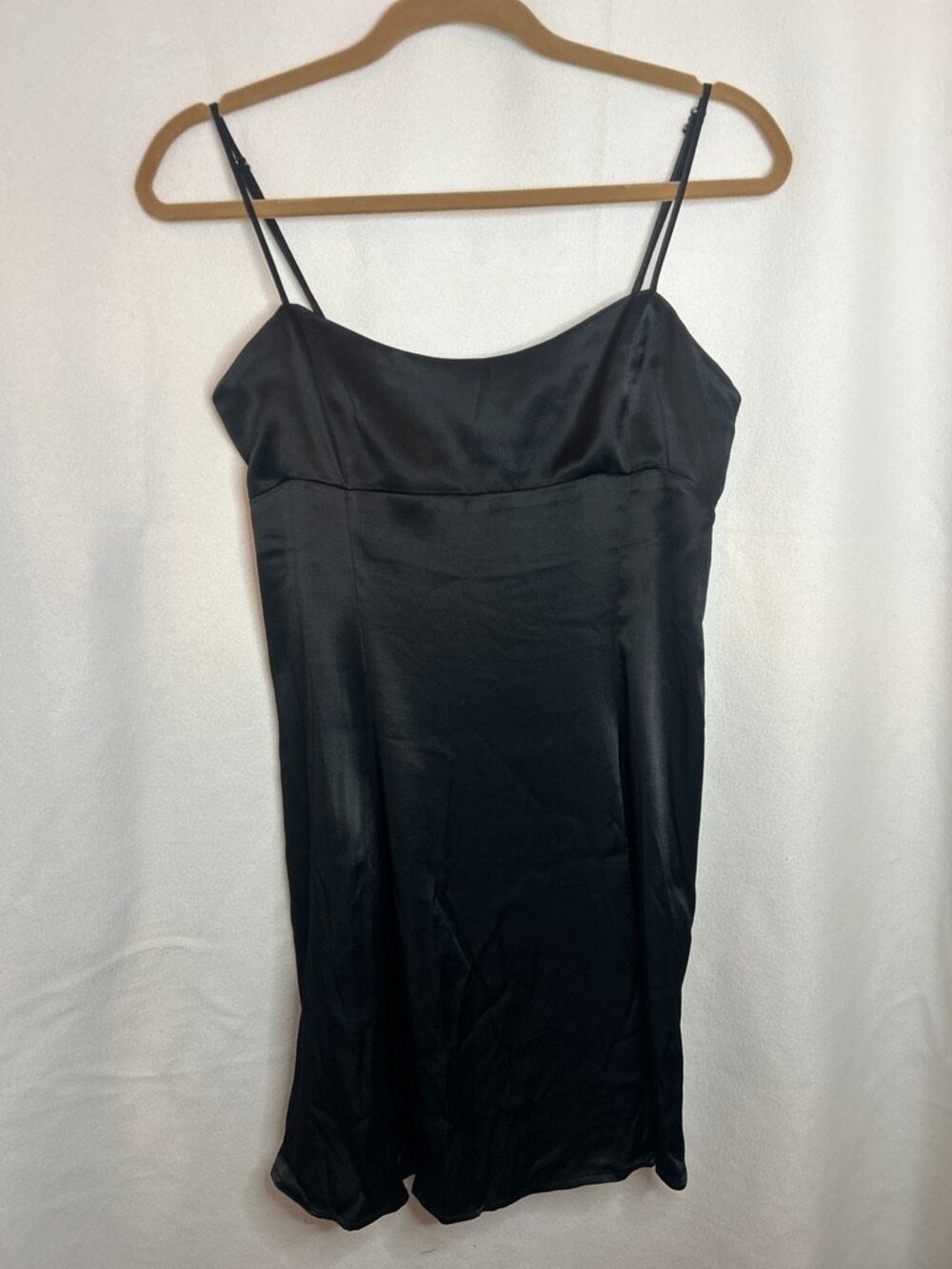 Zara Black Satin Mini Strappy Dress - size M